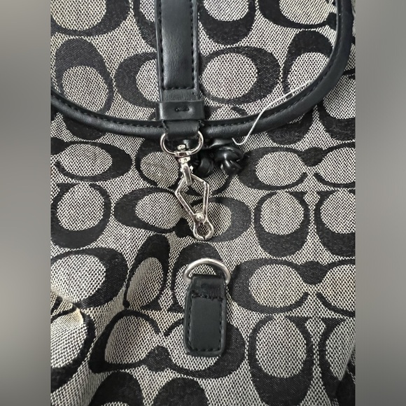 Coach Black Signature Canvas Leather Backpack/ - Picture 6 of 7